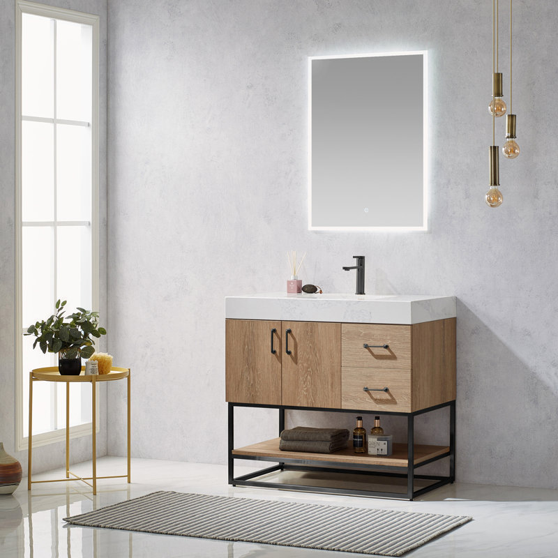 Wade Logan® Annice 36'' Free Standing Single Bathroom Vanity with Stone